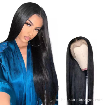 HD Transparent Lace Closure Wig For Black Women Pre Plucked Kinky Straight Brazilian Mink Virgin Human Hair Lace Frontal Wig
